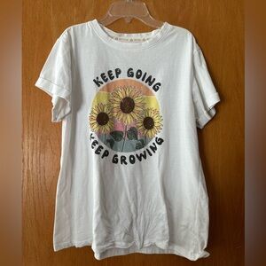 White Womens Shirt with Sunflower Print